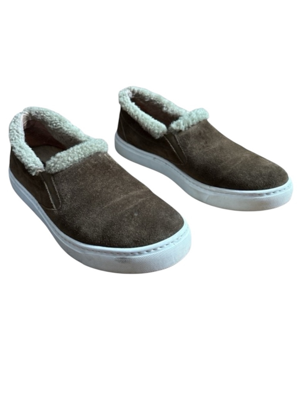 M Gemi sneakers slip on brown suede tan sherpa lined Italian EU 38 US 7.5 cozy